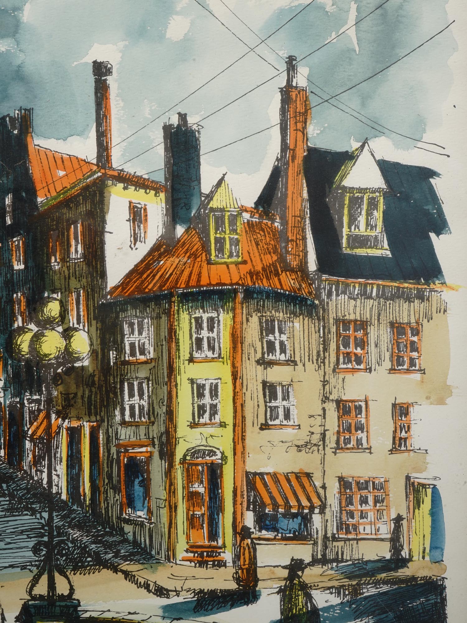 VIEW OF QUEBEC WATERCOLOR PAINTING SIGNED NIKOLA PIC-2